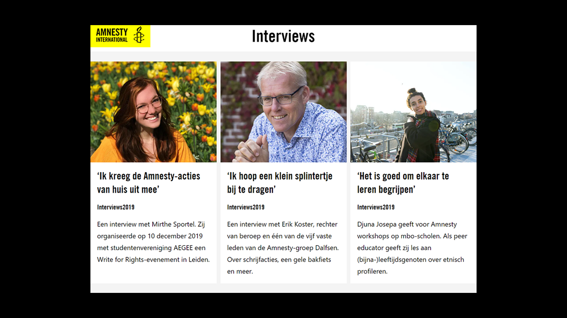 Interviews jaarverslag Amnesty International